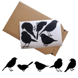 Raamstickers vogels staand 5-delig in de kleur zwart
