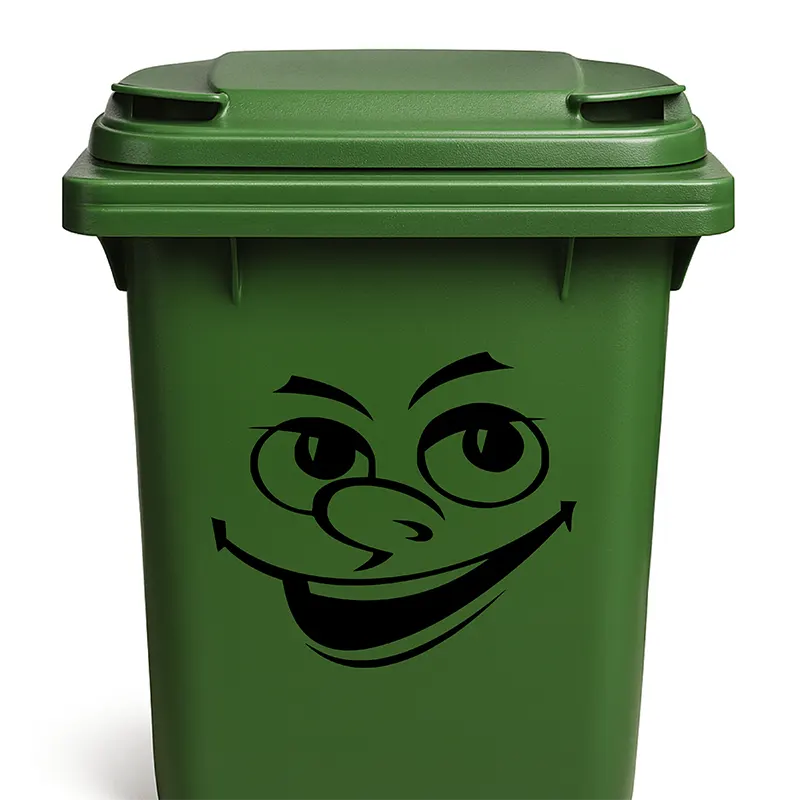 Container - Kliko sticker cartoon gezicht blij in de kleur zwart
