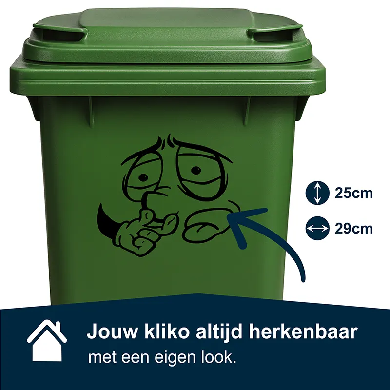Container Kliko stickers Cartoon gezicht stinkt Afmeting kopieren