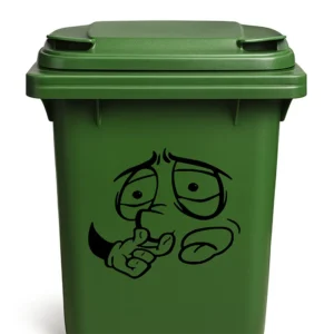 Container - Kliko sticker cartoon gezicht stinkt in de kleur zwart