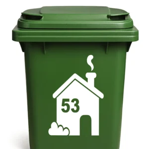Container - Kliko sticker huisje met huisnummer in de kleur wit