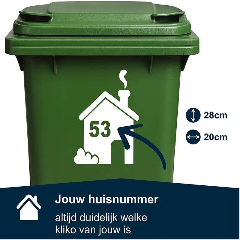 Container Sticker Huisje Struik Schoorsteen Huisnummer kopieren